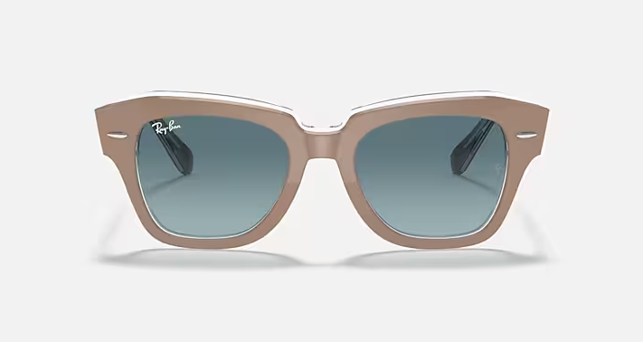 State Street Blue Gradient Lenses on Transparent Polished Beige Frame