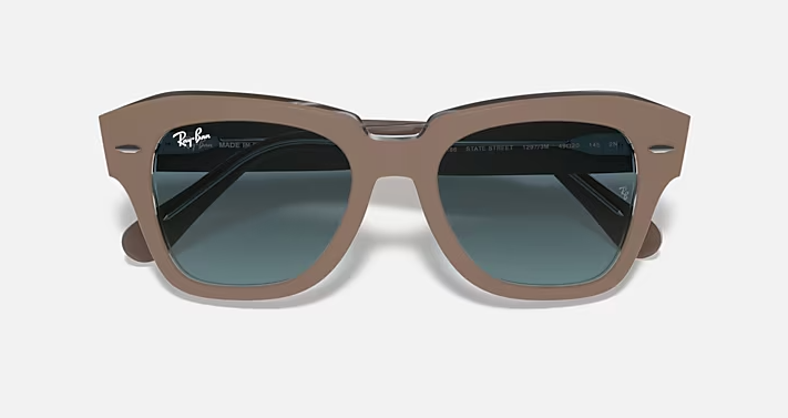 State Street Blue Gradient Lenses on Transparent Polished Beige Frame