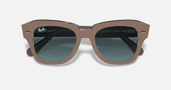 State Street Blue Gradient Lenses on Transparent Polished Beige Frame