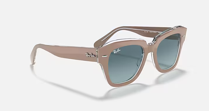 State Street Blue Gradient Lenses on Transparent Polished Beige Frame