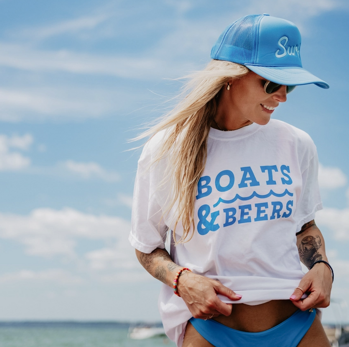 Boats & Beers Graphic Tee - White