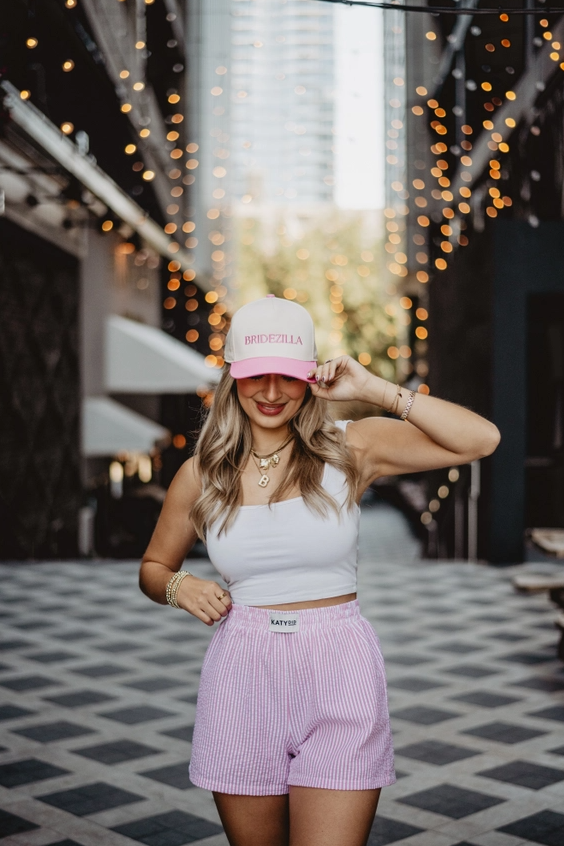 Pink Striped Ladies Boxer Shorts