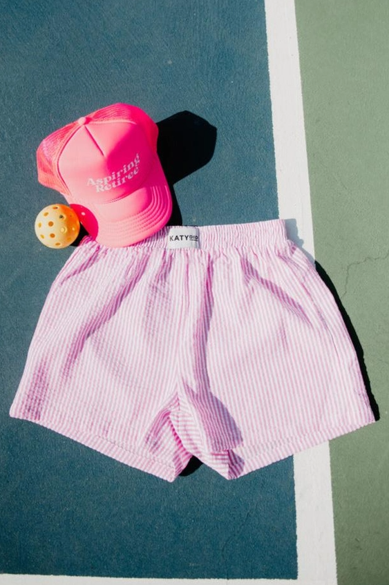 Pink Striped Ladies Boxer Shorts