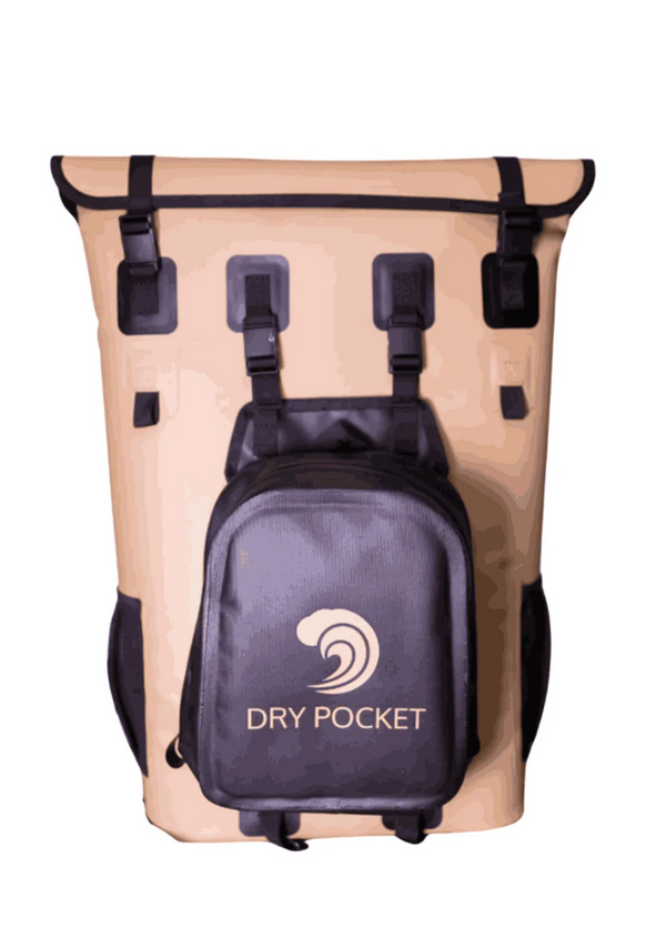 Tan Backpack Cooler With Detachable Dry Bag