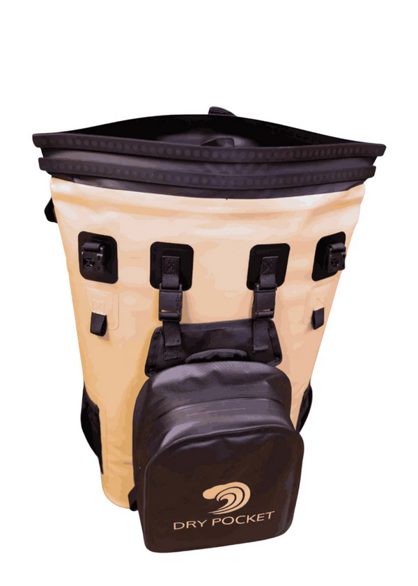 Tan Backpack Cooler With Detachable Dry Bag