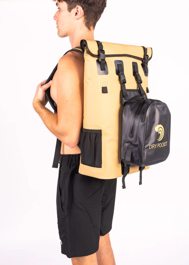 Tan Backpack Cooler With Detachable Dry Bag