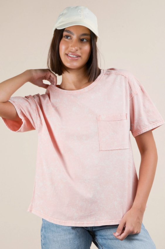 Mineral Washed Pocket Tee - Peach