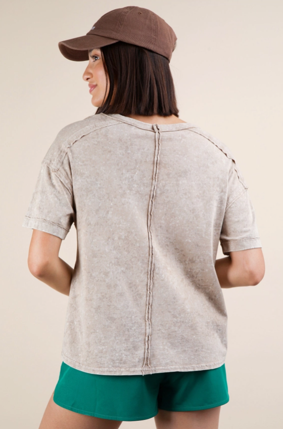 Mineral Washed Pocket Tee - Taupe