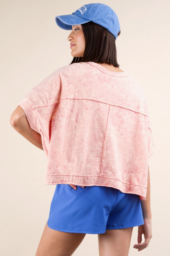 Mineral Washed Oversized Pocket Tee - Peach