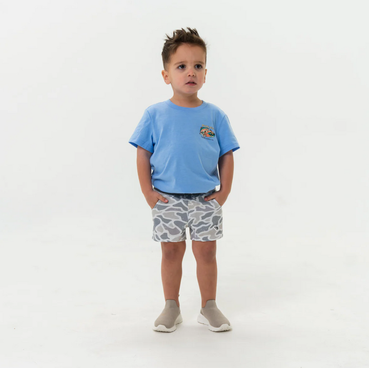 Youth Athletic Shorts - White Camo - Grey Liner