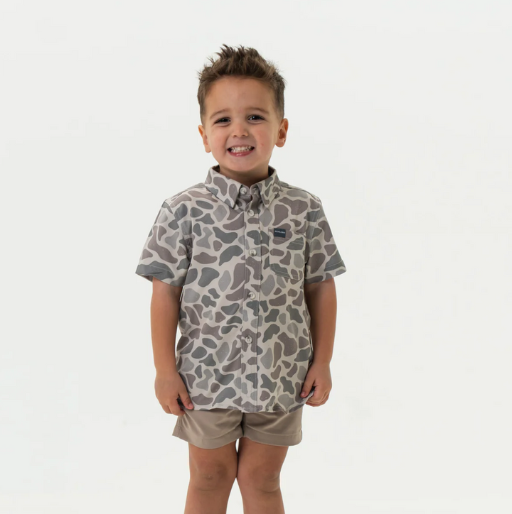 Youth Performance Button Up - Classic Deer Camo