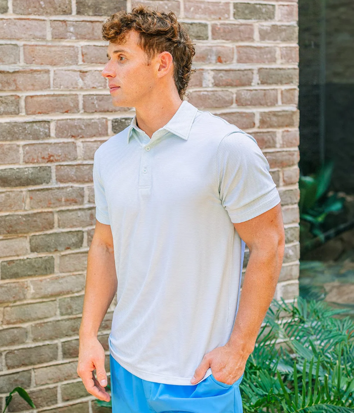 Heather Madison Stripe Polo - Chalky Mint
