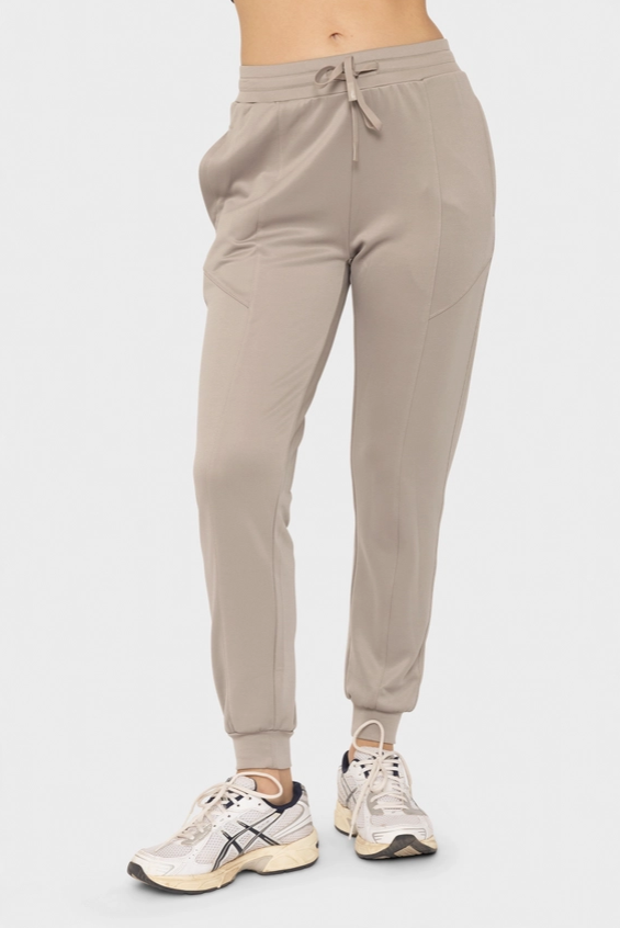 Cuffed Joggers with Zippered Pockets - Ash Grey