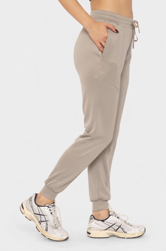 Cuffed Joggers with Zippered Pockets - Ash Grey