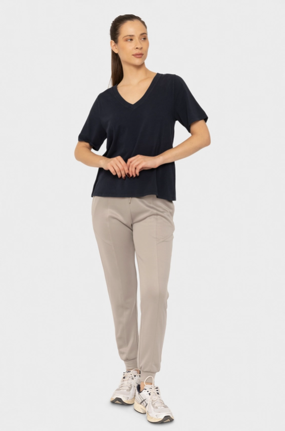 Cuffed Joggers with Zippered Pockets - Ash Grey