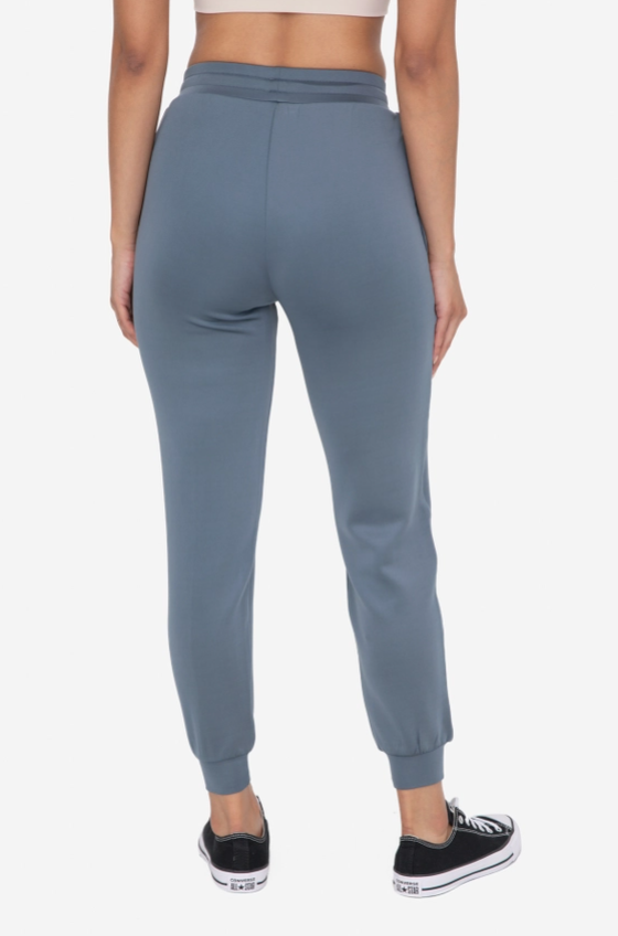 Cuffed Joggers with Zippered Pockets - Blue