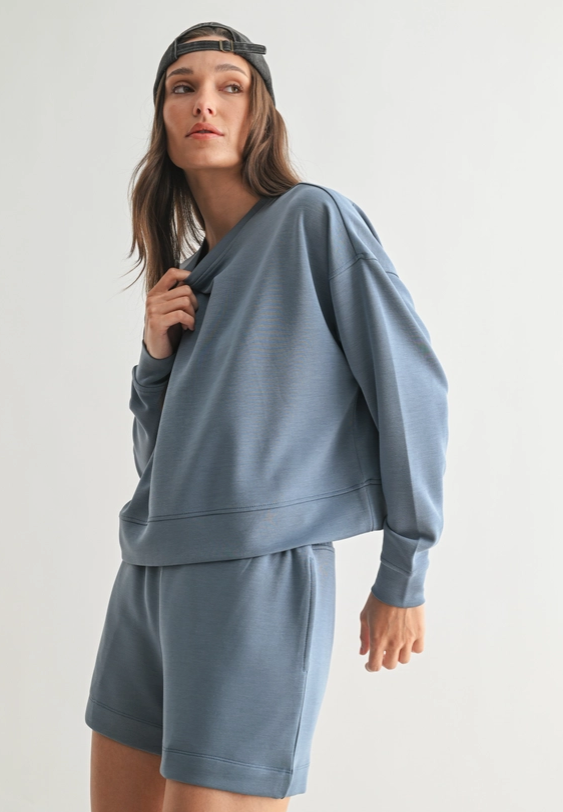 Laguna Dropped Shoulder Sweatshirt - Denim