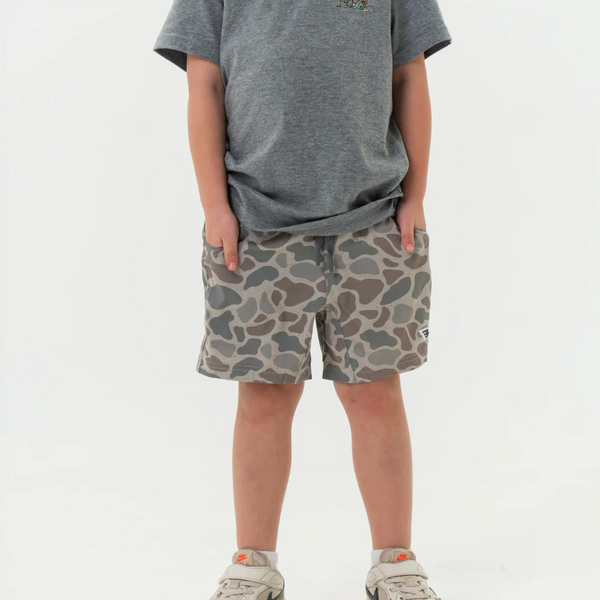 Youth Athletic Short - Classic Deer Camo - Grey Liner