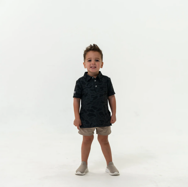 Youth Polo - Black Camo