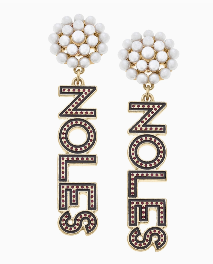 Florida State Seminoles Dotted Enamel Drop Earrings