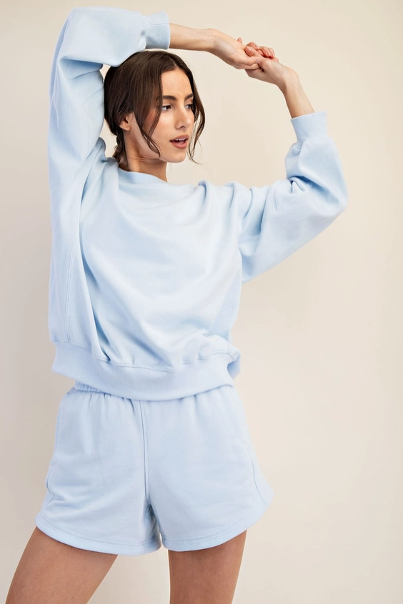 French Terry Basic Pullover - Ice Blue