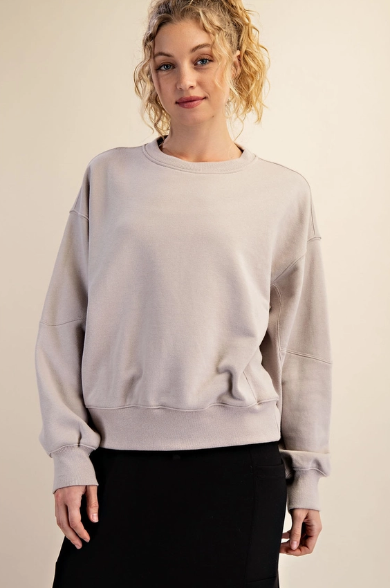French Terry Basic Pullover - Light Taupe