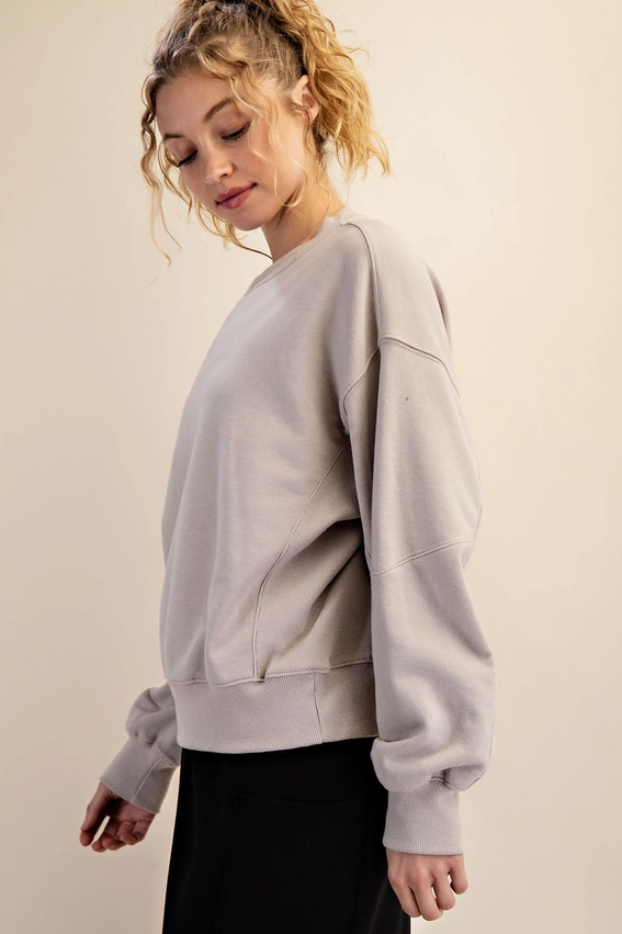 French Terry Basic Pullover - Light Taupe