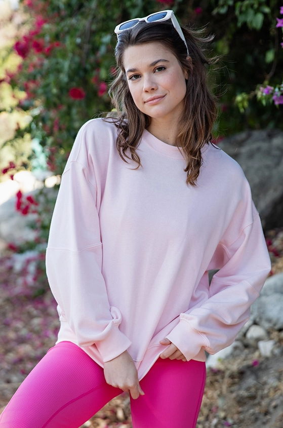 French Terry Basic Pullover - Seashell Pink