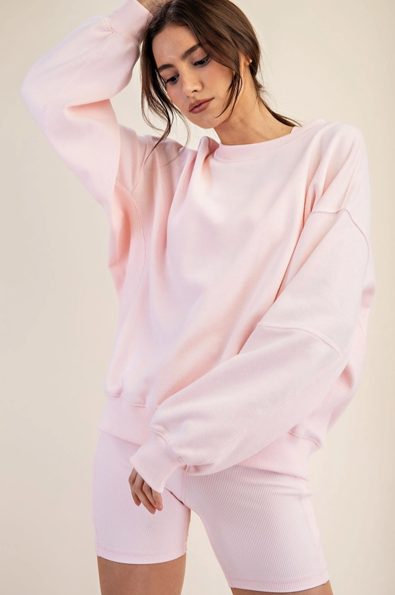 French Terry Basic Pullover - Seashell Pink