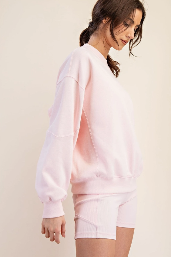 French Terry Basic Pullover - Seashell Pink