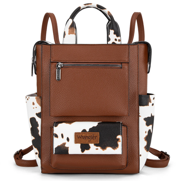 Wrangler Cow Print Convertible Backpack - Brown
