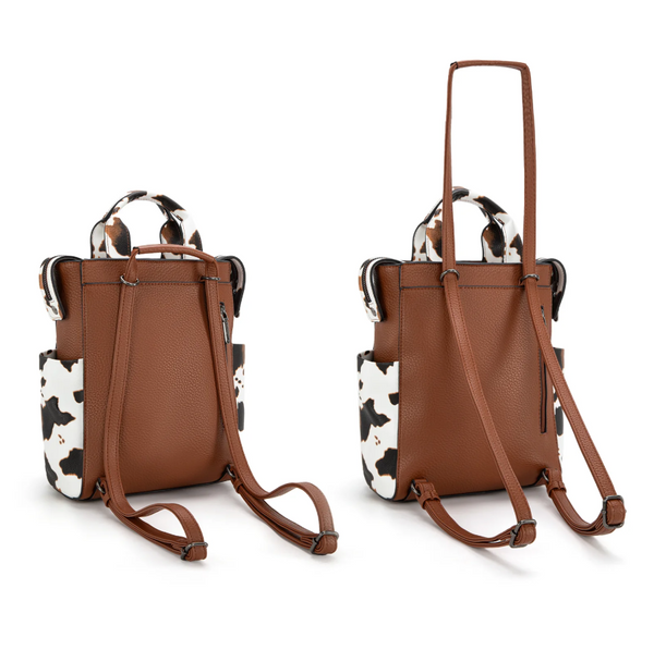 Wrangler Cow Print Convertible Backpack - Brown