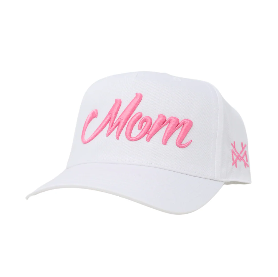 Mom Trucker Hat - Retro White & Pink