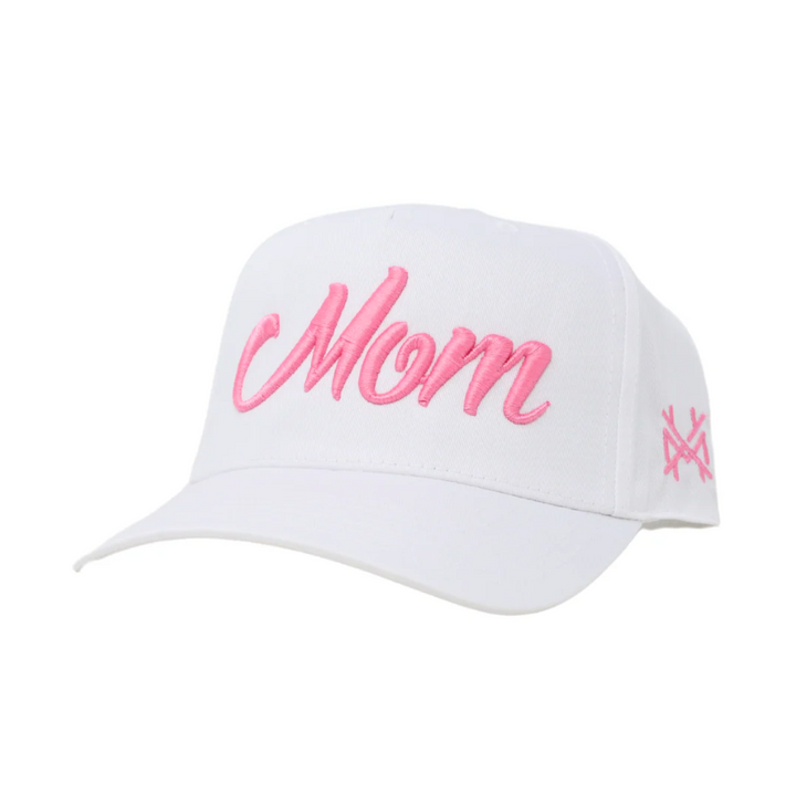 Mom Trucker Hat - Retro White & Pink