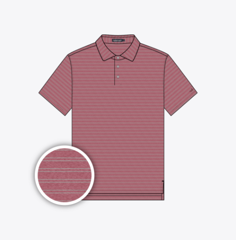 Newcastle Stripe Featherlite Polo - Rhubarb