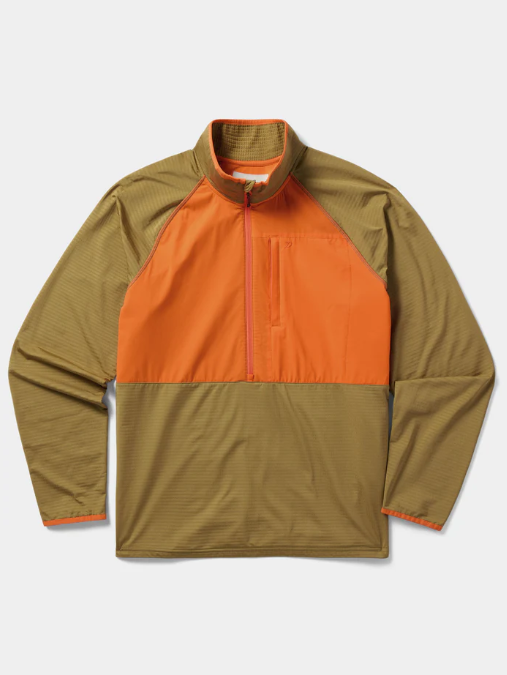 M's Lightweight Grid Tech Fleece 1/2 Zip - Wheat/Blaze