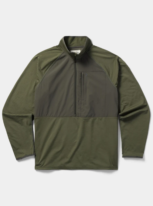 M's Lightweight Grid Tech Fleece 1/2 Zip - Moss/Raven