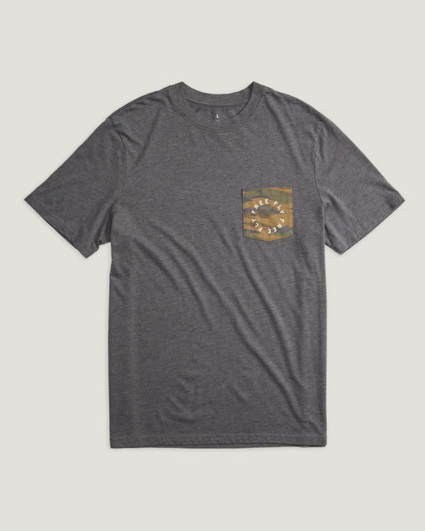Camo Permit Pocket Tee - Heather Black Sand