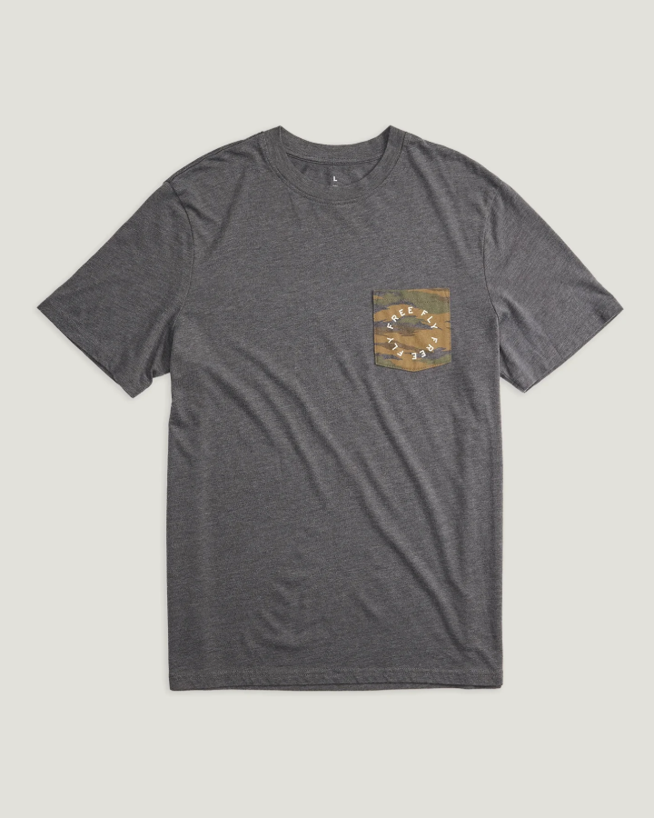 Camo Permit Pocket Tee - Heather Black Sand