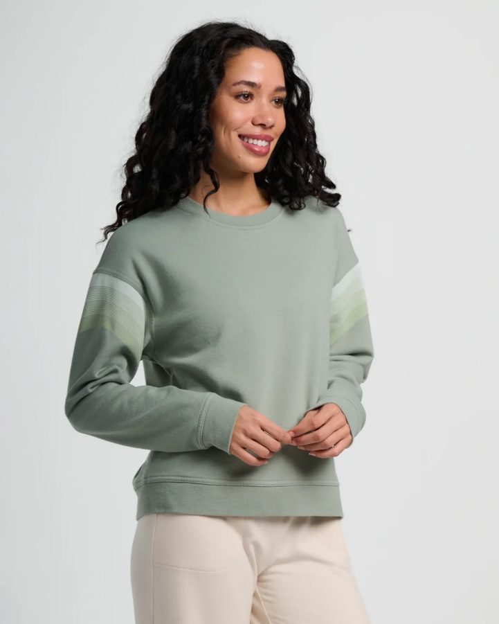 Women's Gradient Sleeve Fleece Crew - Sagebrush