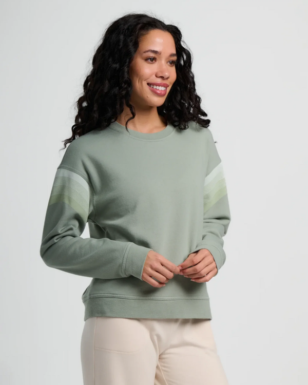 Women's Gradient Sleeve Fleece Crew - Sagebrush