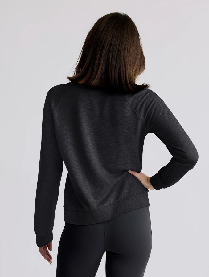 Women's Bamboo Lightweight Fleece Crew - Heather Black