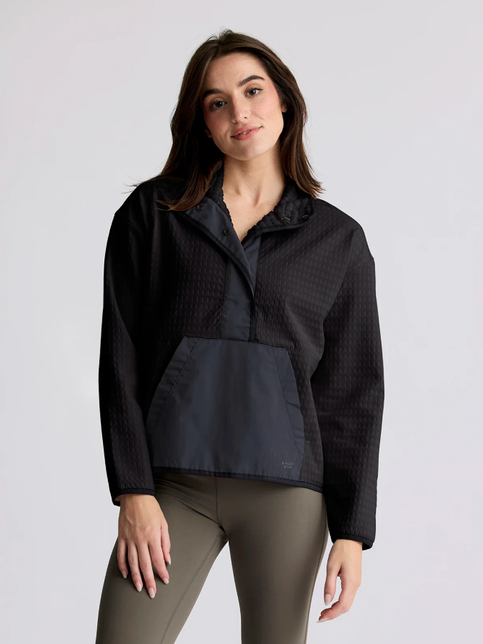 Women's Gridback Fleece Snap Pullover - Black