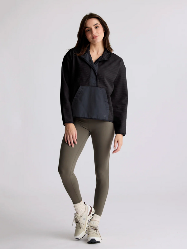 Women's Gridback Fleece Snap Pullover - Black