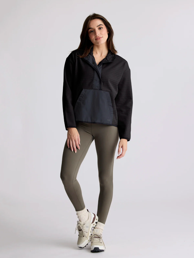 Women's Gridback Fleece Snap Pullover - Black