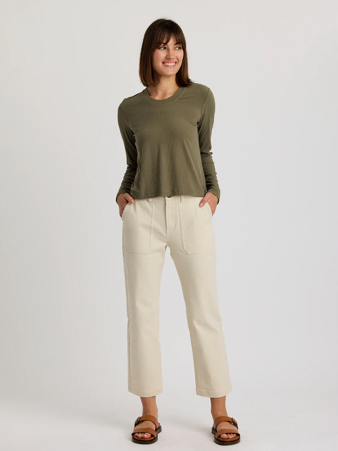 Women's Ribbed Bamboo Long Sleeve - Smokey Olive