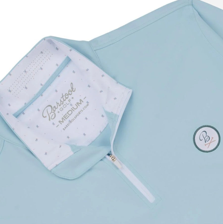 Barstool Golf Patch Quarter Zip - Light Blue