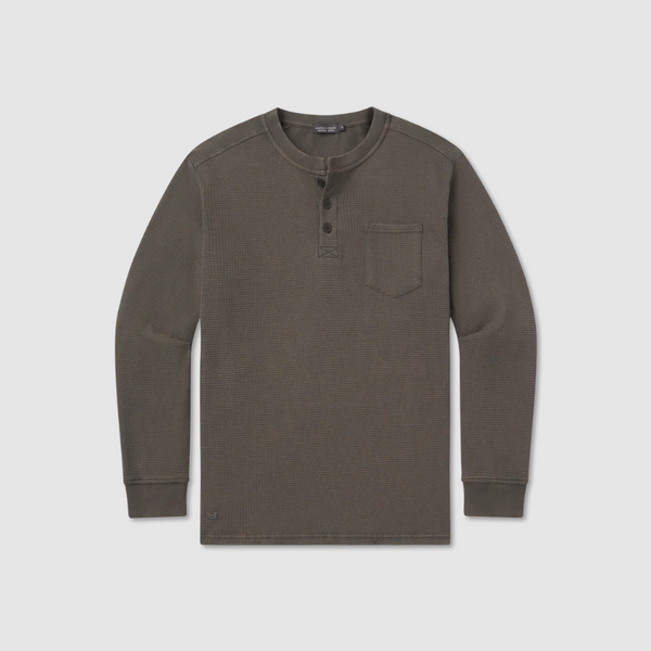 SEAWASH™ Vintage Waffle Henley Tee - Long Sleeve - Charcoal Gray