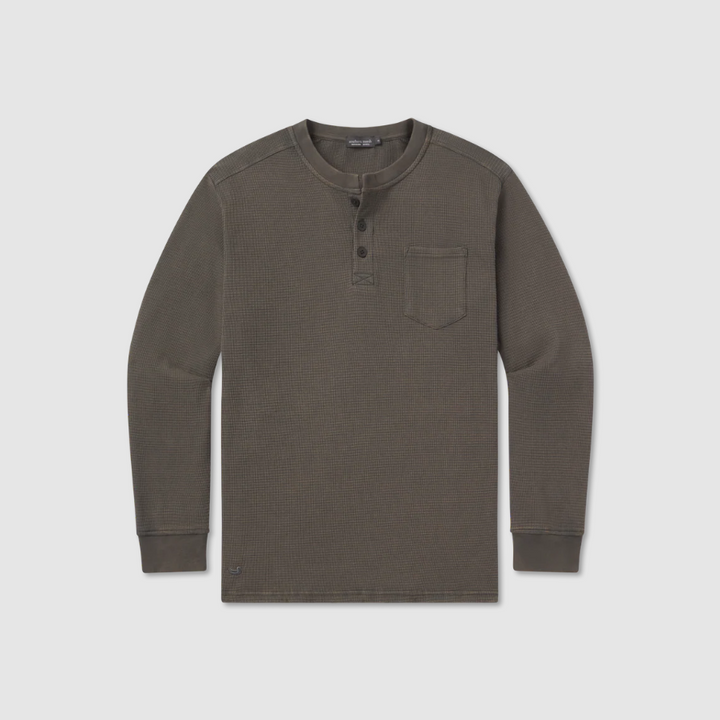 SEAWASH™ Vintage Waffle Henley Tee - Long Sleeve - Charcoal Gray