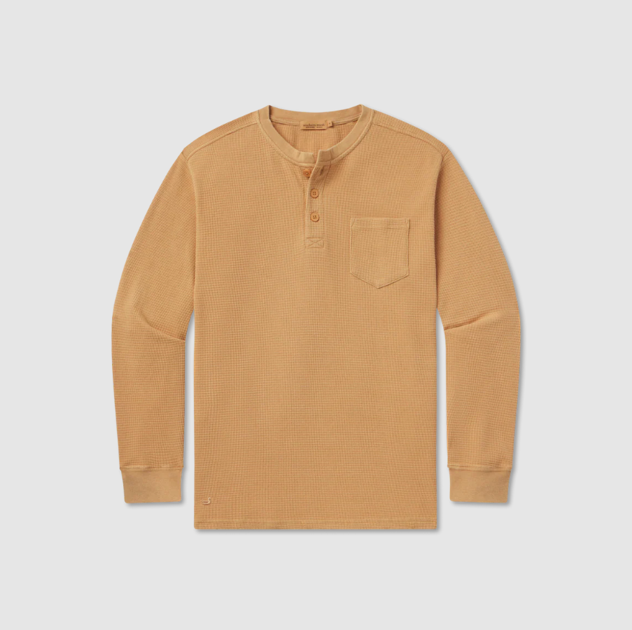 SEAWASH™ Vintage Waffle Henley Tee - Long Sleeve - Camel